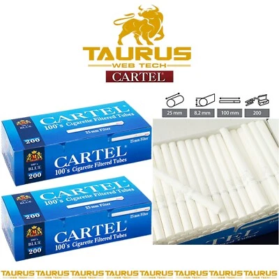 4000x CARTEL BLUE 100 Filter WHITE TUBES Tips Paper Smoking Cigarette Tobacco UK