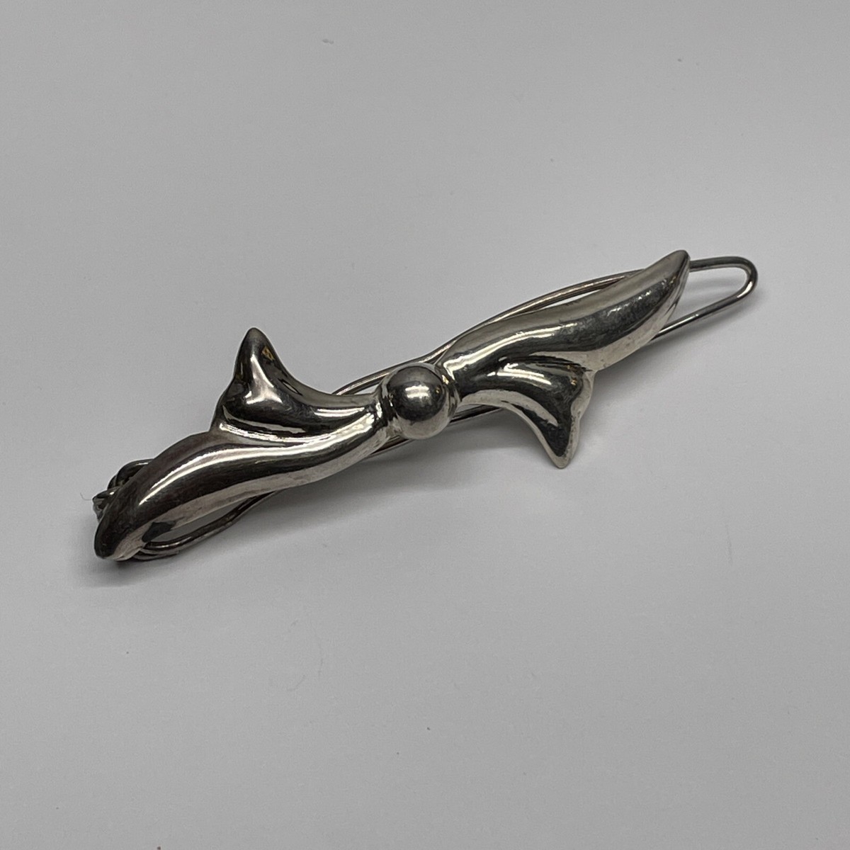 Vintage 925 Sterling Silver Bow Hair Barrette Mexico TP-01 Vintage 925 Sterling Silver Bow Hair Barrette Mexico TP-01