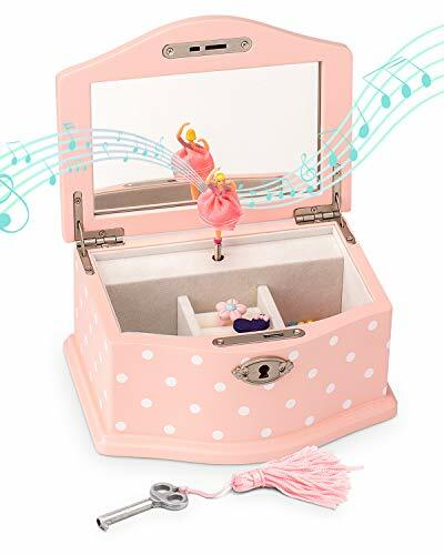 JEWELRY BOX Organizer Wind-Up Music Box Lock Ballerina Swan Lake