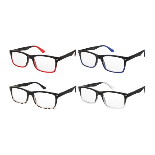 Reading Glasses Mens Readers Stylish 4 Pack Best Look Square Frame New - Picture 8 of 8