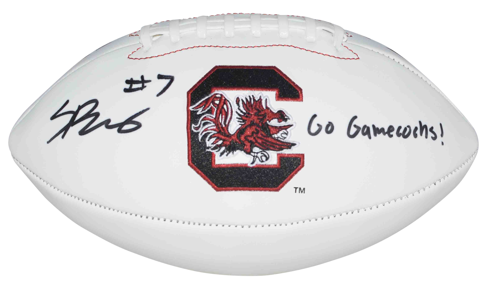Spencer Rattler Autographed Signed South Carolina Gamecocks WHITE LOGO FOOTBALL BECKETT 