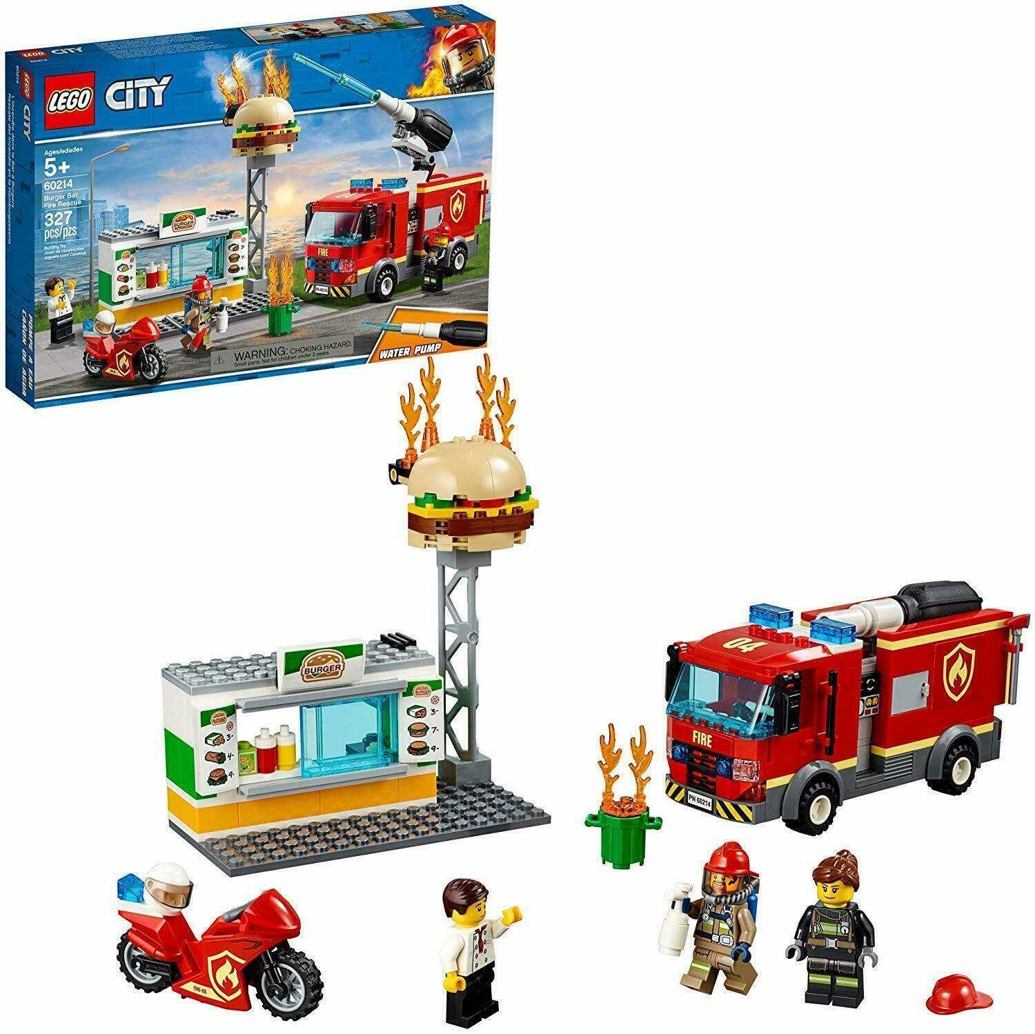 LEGO 60214 City Fire Burger Bar Fire Rescue Fire Truck 327 pezzi Set ritirato