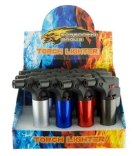 12 Pack Jumbo 4" Jet Flame Torch Gun Lighter Refillable Lockable Windproof Metal