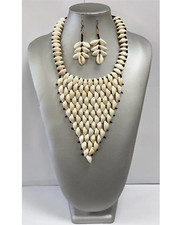 African Cowrie Shell Full V Shape Necklace Set