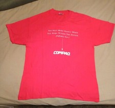 Vintage Compaq Tee Shirt Computer Red T-Shirt Beefy-T  Adult XL 46-48