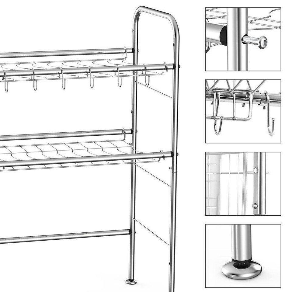 Nex Dish Racks 31"X40" Premium Silver Adjustable Stainless Steel Dish