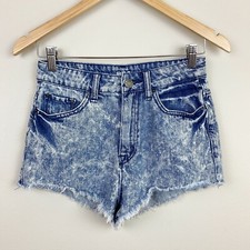 BDG Shorts Womens 26 Acid Wash Dree Cheeky High Rise Fray Hem 5 Pocket Denim 90s