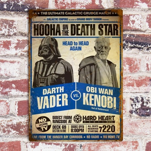 Darth Vader vs Obi Wan Vintage Metal Wall Sign Plaque Parody Star Wars Fan Gift - Picture 5 of 15