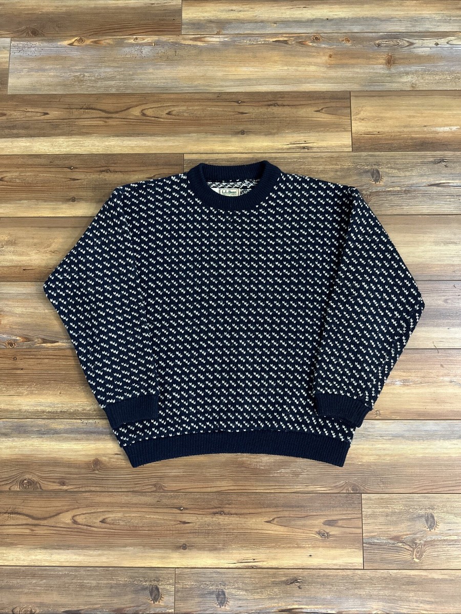 トップス L.L Bean Birds Eye knit Navy Vintage LL Bean Norwegian Wool Birds Eye Fisherman Sweater