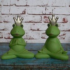 2er Set Froschkönig 18cm Krone Yoga Frosch Feng Shui Buddha Meditation Deko NEU