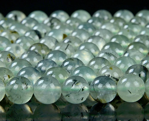 Piedras preciosas rutiladas prehnita natural Grd A redondas 6 mm 7 mm 8 mm 10 mm cuentas (D227) - Imagen 3 de 3