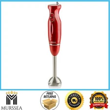 Ovente Immersion Electric Hand Blender with Stainless Steel Blades, RED HS560W