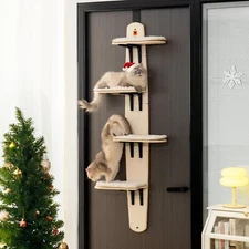 Mewoofun Door Mounted Door Hanging Cat Tree Cat Climber Tree 4 Levels Cat Ladder