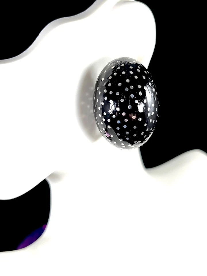 PATRICIA VON MUSULIN EBONY WOOD 925 STERLING SILVER NAILHEAD MOD CLIP EARRINGS - Image 3 of 4