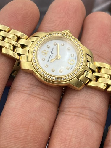 Ladies Baume & Mercier Capeland Quartz 18K Yellow Gold MOP Factory Diamond - Picture 2 of 7