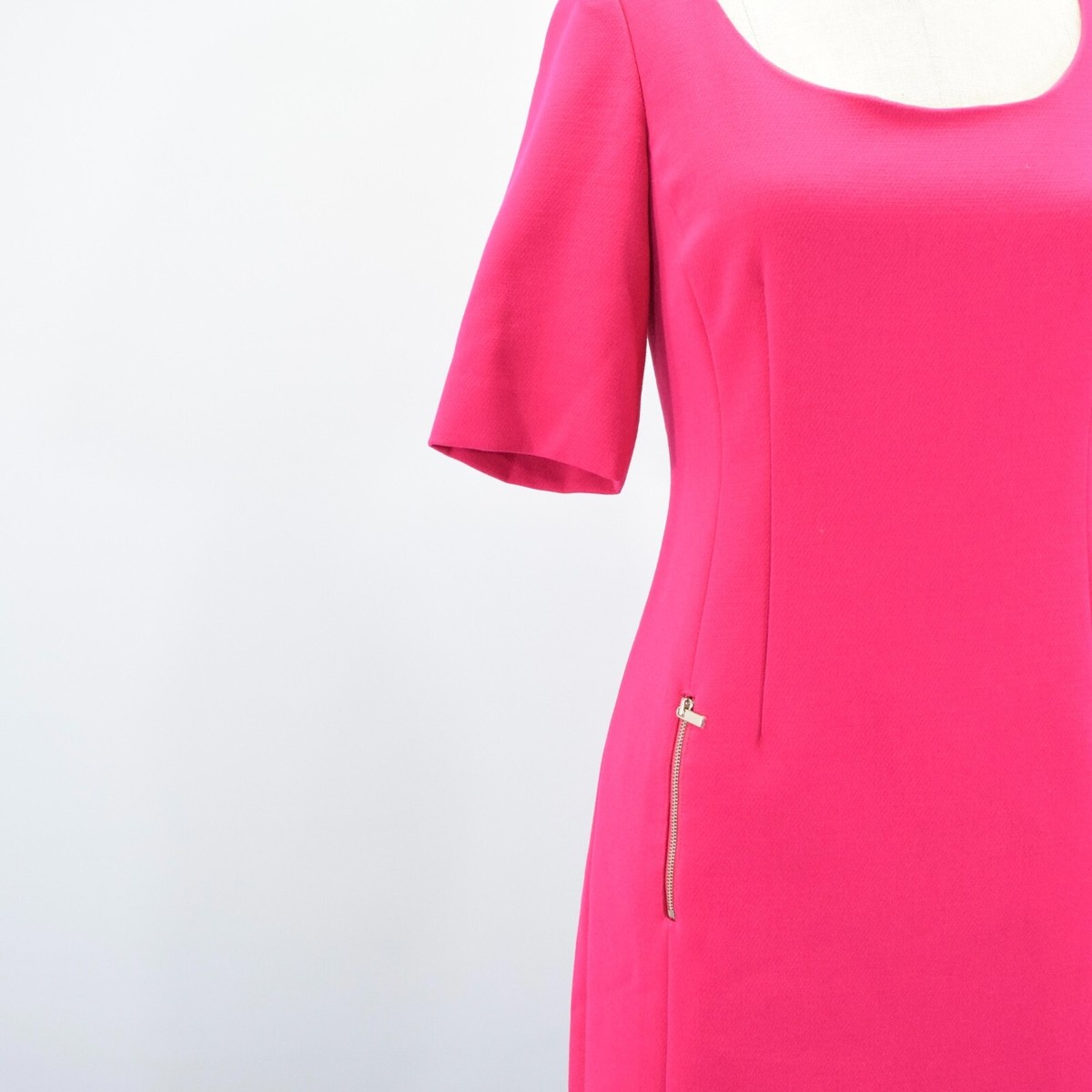 Ann Taylor Dress 2 Hot Pink Stretch Crepe Short Sleeve Fitted Sheath Mini | eBay Ann Taylor Dress 2 Hot Pink Stretch Crepe Short Sleeve Fitted Sheath Mini | eBay