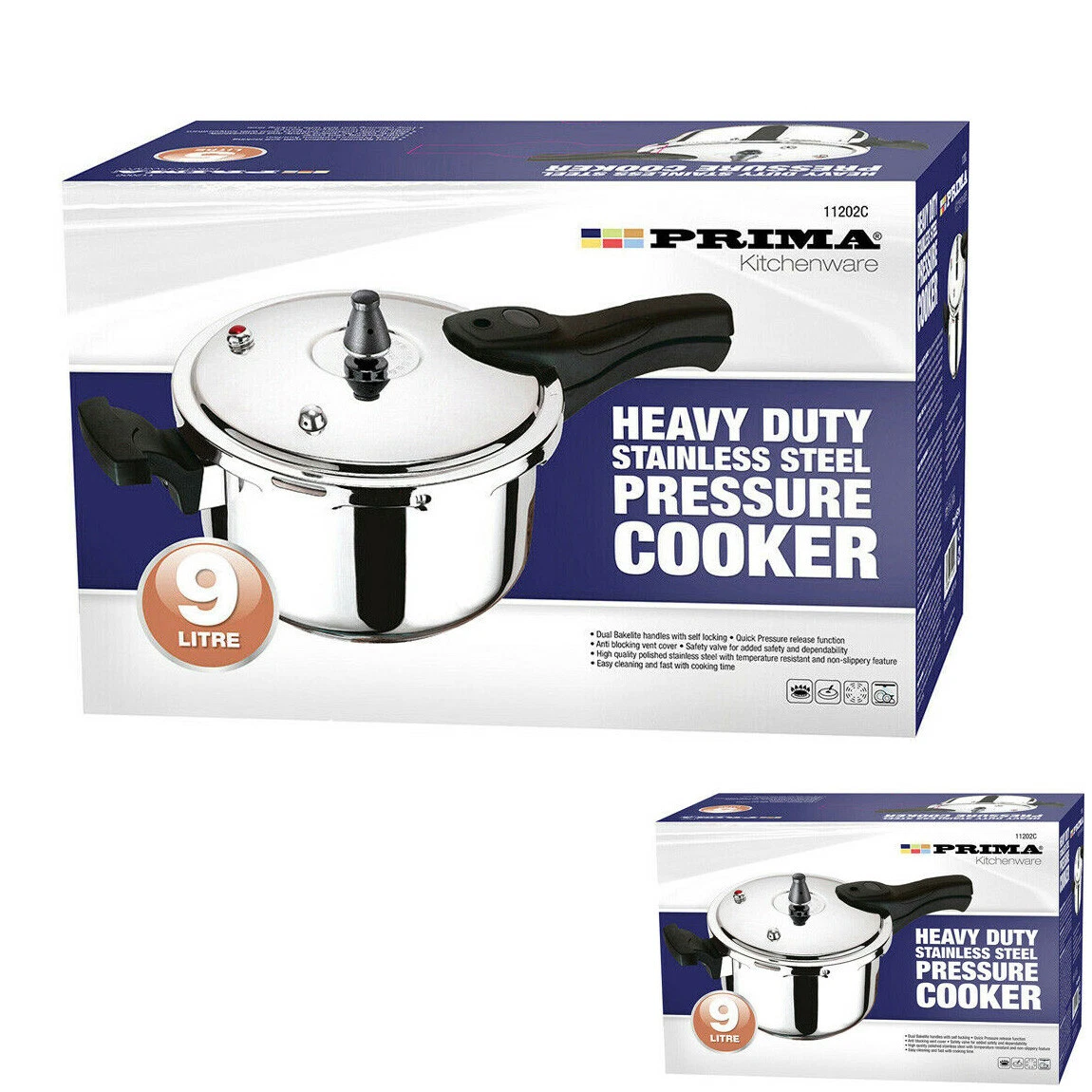 NEW 9L PRESSURE COOKER STAINLESS STEEL COOKING STEAMER 9 LITRE COOK CATERING