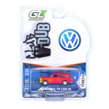 1963 Volkswagen Type 3 Panel Van Flames Red V-Dubs Greenlight Die-cast 1:64
