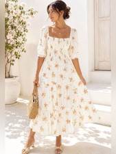 NWT Faithfull The Brand Le Galet Midi Dress US 4 S Camargue Floral Cottagecore