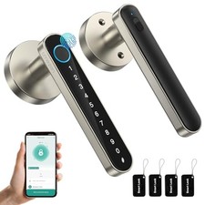 Smart Door Lock Fingerprint, Keyless Entry Door Lock with Handle, APP/IC T8