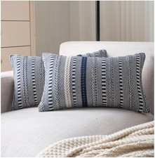 Boho Throw Pillow Covers 12x20 Inch Set of 2, 20" x 12" Pack of 2 Navy Blue
