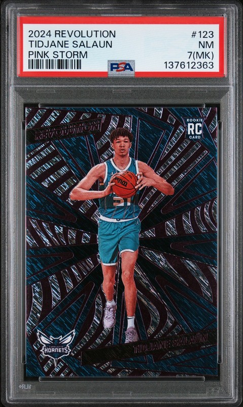 2024 PANINI REVOLUTION PINK STORM #123 TIDJANE SALAUN ROOKIE RC 7/20 PSA 7 MK