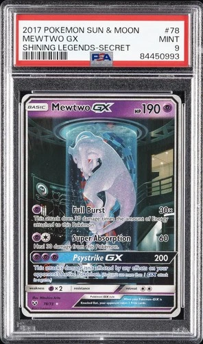 2017 POKEMON SUN & MOON SHINING LEGENDS SECRET #78 MEWTWO GX PSA 9