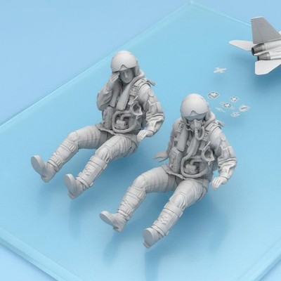 Sitzender Pilot und Waffensystemoffizier detailreich Tomcat Pilotenfiguren