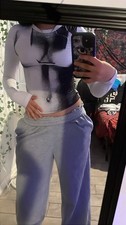 Women s XS Cropped Long Sleeve Graphic Print ...