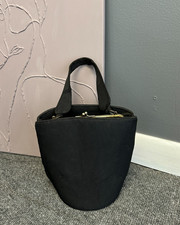 Vintage 1940s Fabrique Bags Inc Purse Womens Black Bucket Handbag Evening Bag