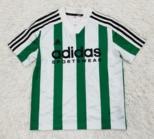 Adidas Sportswear Youth Boys M 11-12Y Green White Striped Jersey Shirt Tiro