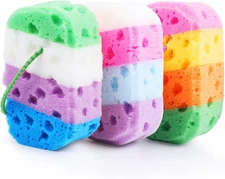 3 Pcs Exfoliating Bath Sponges for Shower, Bath Sponge Loofah for Body Wash Bath