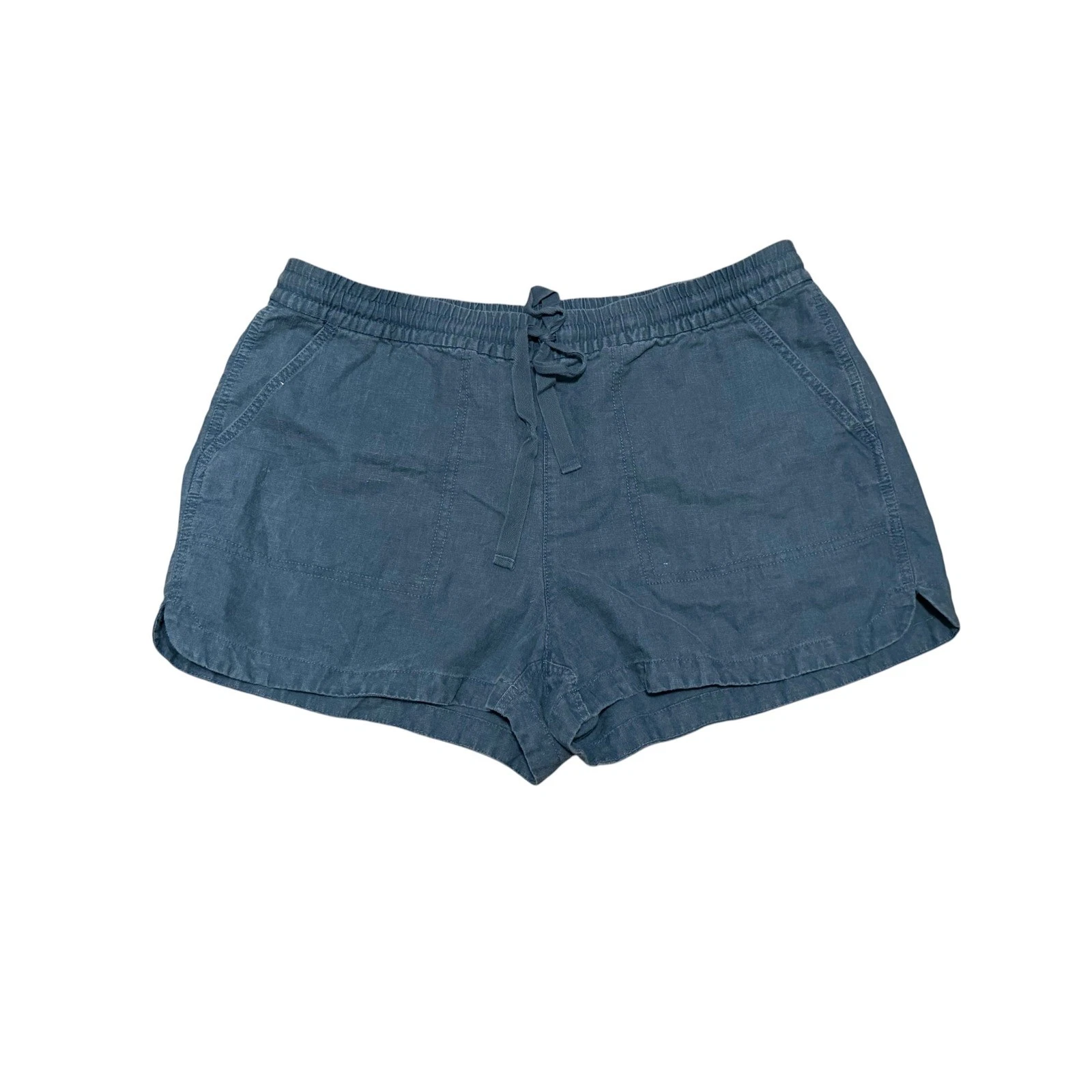 J.Crew Size Large Shorts Navy Blue Linen Lyocell Blend Drawstring