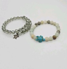 Turtle Charm Bracelet Lot of 2 Colored Stretch Wrap Around OSFM