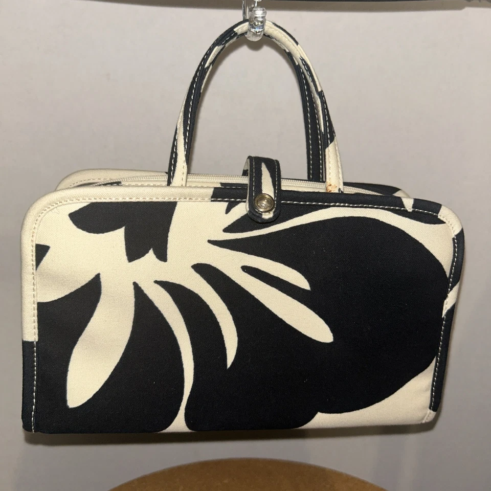 Kate Spade Voyager Purse/Bag Toiletry Travel Detachable Case Crème/Black Floral - Image 2 of 4