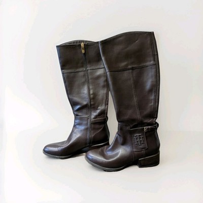 Tommy Hilfiger Womens Merritt Faux Leather Riding Boots Brown Size 7.5M Harness