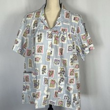Ladies Scrub Top CATS Floral Print Patchwork Extra Large XL Improved Living