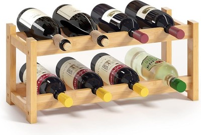 BEOS Wine Ra Freestanding 8 Bottle 2 Tier Bboo Wine Ras Counter