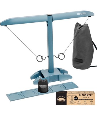 Craggy Games Hooks! XPLR Blue Metal Ring Toss & Shot Ladder Game-Portable w/bag