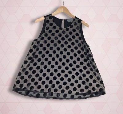 Sunday In Brooklyn Petite Polka Dots Black Velvet Sleeveless Top Medium