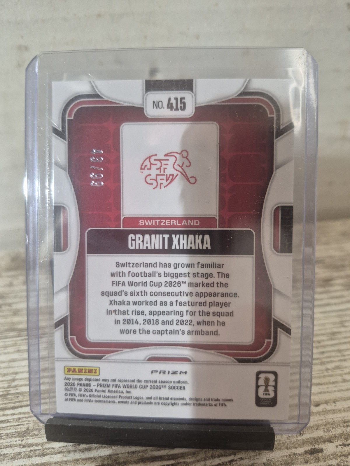 2026 Prizm World Cup Granit Xhaka Orange Pulsar Preferred #/99 SP Switzerland view 2