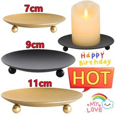 Candle Holders for Pillar Candles Vintage 11cm Iron Candle Plate Tray Black