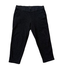 Eileen Fisher Heathered Black Wool Blend Pull On Ankle Pants size L