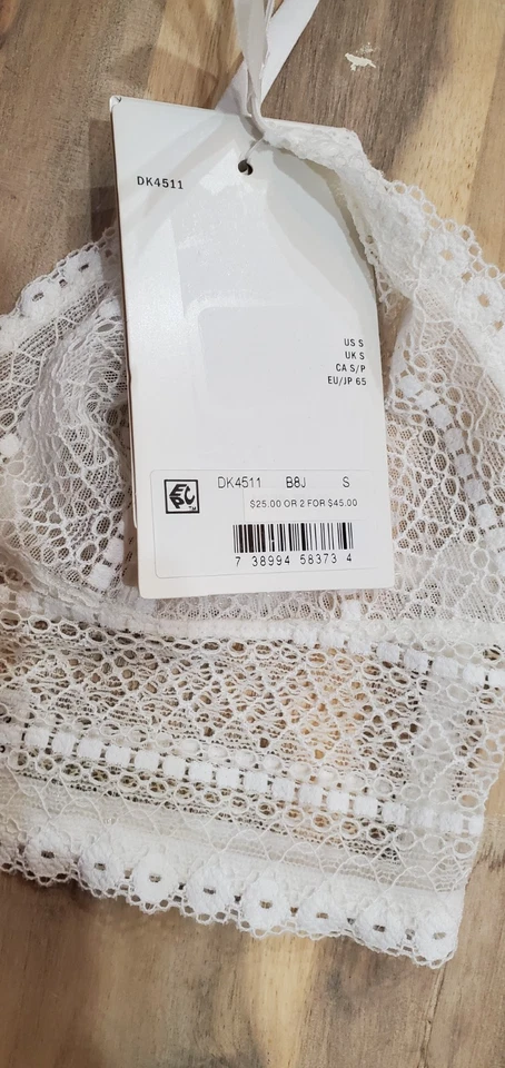 DKNY Women's Lace Wireless Bralette in White (DK4511) | Size Small - Image 4 of 4