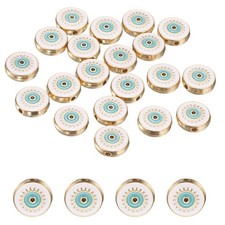 20 Pcs Flat Round Evil Eye Beads Loose Spacer Beads, White