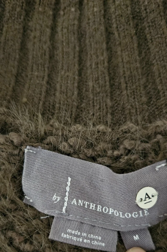 Anthropologie Moss Green BETHENNY Sweater Cardigan Size M Zip Up Casual Oversize - Image 4 of 4