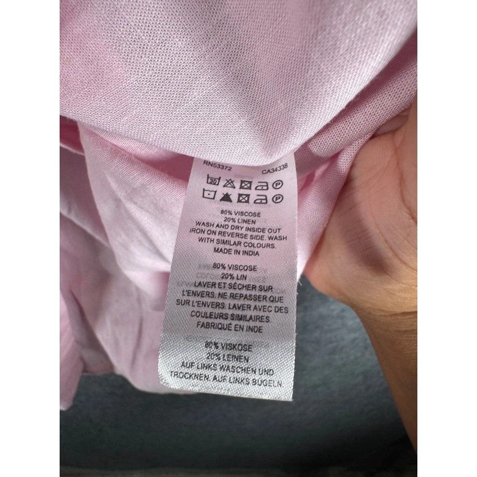 Camisa con botones French Connection para hombre grande rosa suave manga corta preppy Foto 4 de 4