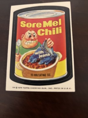 TOPPS WACKY PACKAGES SORE MEL CHILI White Back 1975 15th Series Vintage
