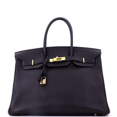 Hermes Birkin Handbag Black Togo with Gold Hardware 35