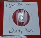 Liberty Bell - 1 Gram .999 Fine Silver Bullion Mini Art Proof Bar Round Coin